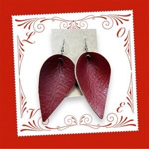 red leather earring boho dangle jewelry christmas red party outfit gift for her